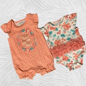 Nicole Miller New York Peach Floral Girls' Matching Romper Set